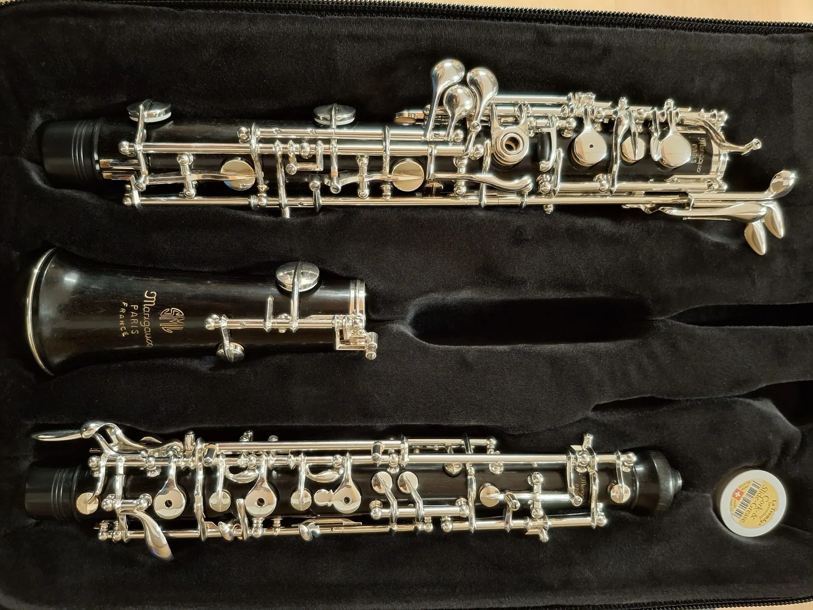 Marigaux 910 Oboe, Baujahr 1986, im geöffneten Koffer