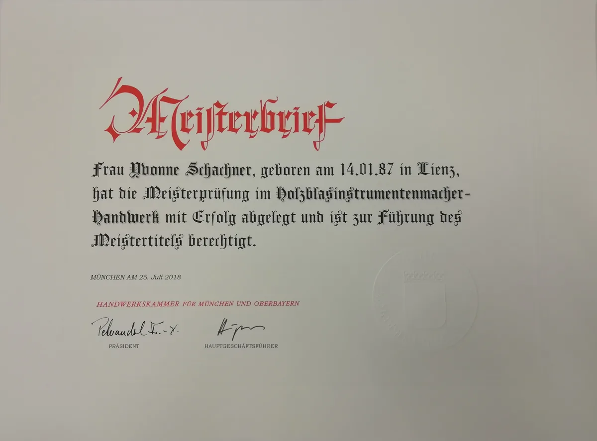 Verleihung des Meisterbriefs